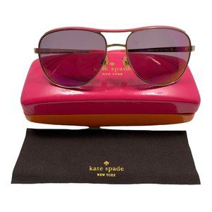 KATE SPADE Pink and Gold Aviator Sunglasses with Case